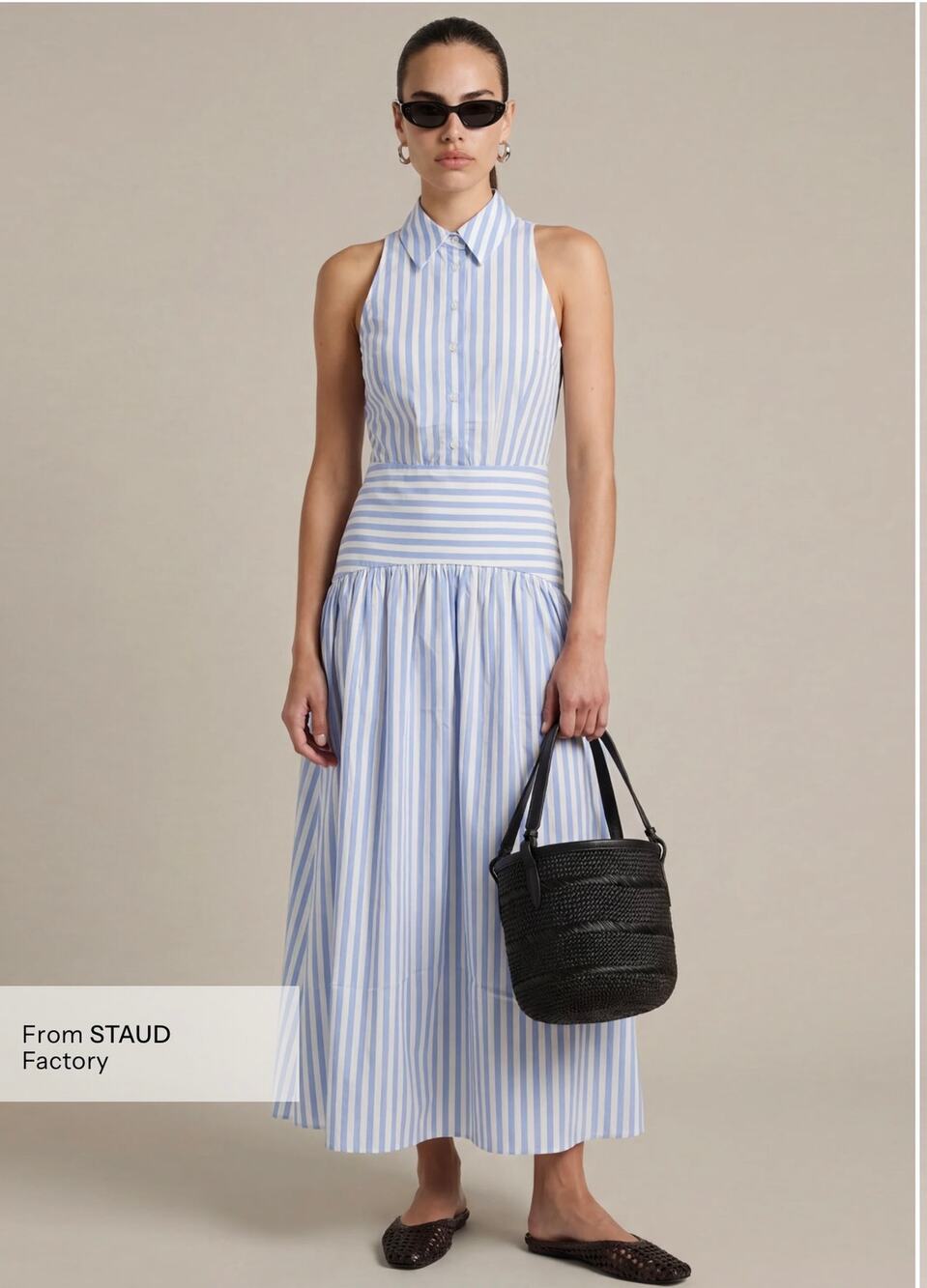 New O.P.T Blyss light stripe blue cotton maxi dress $222 sz 0